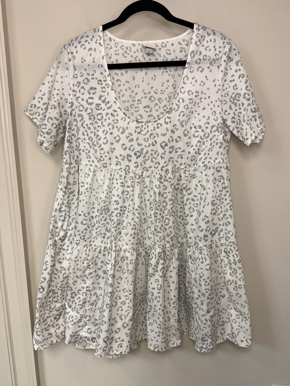 A New Day: Women's Leopard Print Flutter Sleeve Tiered Babydoll Dres, Size M